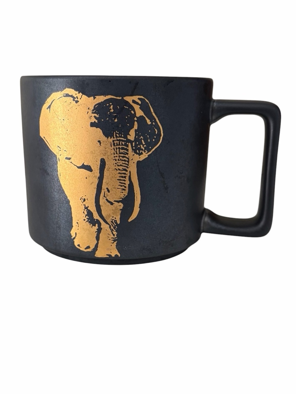 Starbucks 2016 Kenya Elephant Mug 14 Oz Black Gold Matte African - Picture 2 of 4
